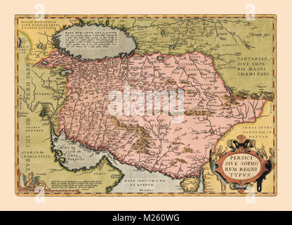 Historische Karte von Persien, ca. 1584. Stockfoto