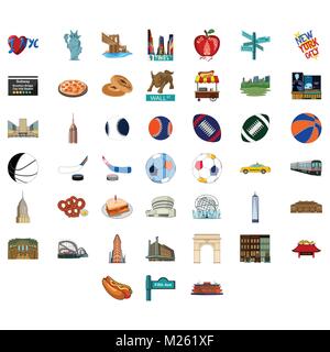 Ein Vektor Illustration aller Dinge im Zusammenhang mit New York City Symbole Stock Vektor
