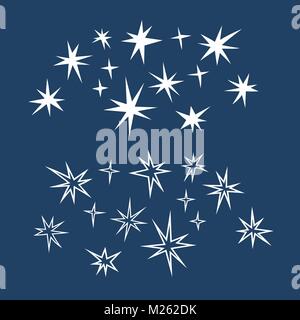Satz von die Sterne auf dem blauen Hintergrund. Stock Vektor