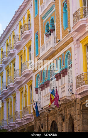 Grand Fassade des Hotel Sevilla, wo Ernest Hemingway einmal gewohnt, in Havanna, Kuba, Karibik, Karibik, Zentral- und Lateinamerika - im März Stockfoto