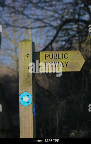 Öffentliche Byway zeichen Eccles-on-Sea, Norfolk, Großbritannien Januar Stockfoto