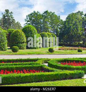 Schönes Blumenbeet im Kiewer botanischen Garten. Stockfoto