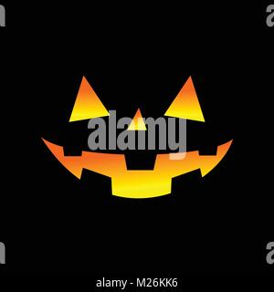 Kürbis Leuchten Jack O Lantern Halloween Profil Vector Graphic Design Schwarz Hintergrund Stock Vektor