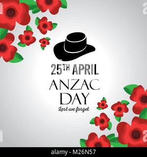 Anzac Day nicht zu vergessen Grußkarte feier Memorial Stock Vektor