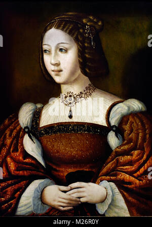 Portrait von Isabella von Portugal - Portugiesisch (1503-1539), aus dem 16. Jahrhundert, Meister der weiblichen Half-Lengths 1500 - 1530 Belgische, Belgien, Flämische, Stockfoto