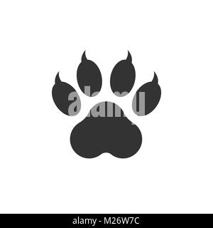 Pfotenabdruck Symbol vektor Illustration auf weißem Hintergrund. Hund, Katze, Bear Paw symbol Flachbild-Piktogramm. Stock Vektor