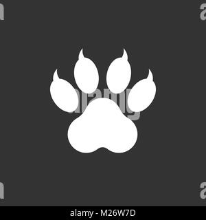 Pfotenabdruck Symbol vektor Illustration auf schwarzen Hintergrund isoliert. Hund, Katze, Bear Paw symbol Flachbild-Piktogramm. Stock Vektor