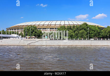 Blick von Moskau Fluss auf Stadion "luzhniki", Moskau, Russland Stockfoto