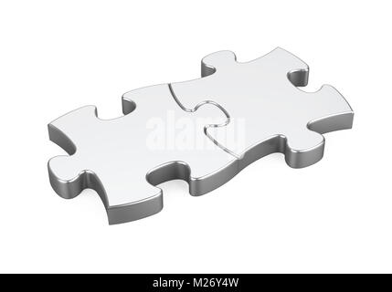 Zwei Puzzleteile isoliert Stockfoto