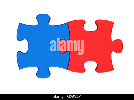 Zwei Puzzleteile isoliert Stockfoto