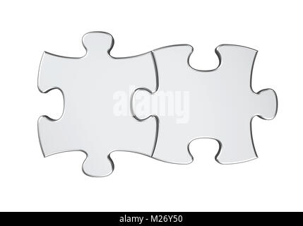 Zwei Puzzleteile isoliert Stockfoto