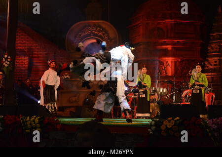 Tibitan Künstler während Buddha Festival, 03. Februar 2018 in Bodhgaya, Bihar, Indien durchgeführt Stockfoto