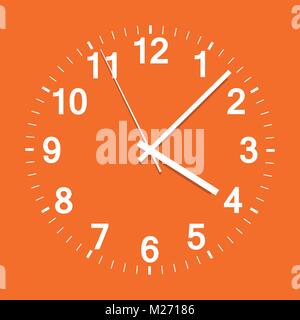 Symbol Uhr Vector Illustration. Büro Uhr auf orangem Hintergrund. Stock Vektor