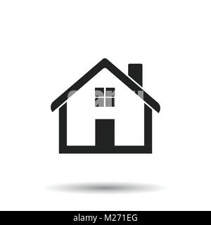 Haus Symbol. Flache Vector Illustration. Home Symbol mit Schatten auf weißem Hintergrund. Stock Vektor