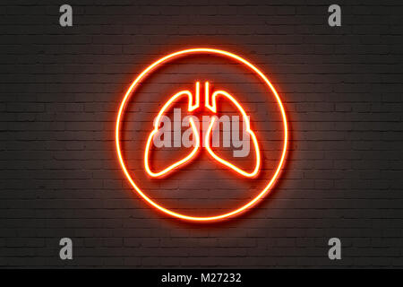 Neonlicht Zeichen Lungen Symbol Stockfoto
