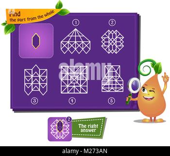 Lernspiel für Kinder, Puzzle. Entwicklung von Logik, iq. Aufgabe das Spiel Teil des Ganzen Stock Vektor