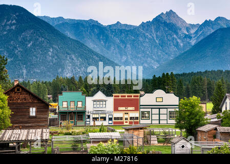 Fort Steele Erbe der Stadt, kanadische Rockies in Distanz, East Kootenay Region, British Columbia, Kanada Stockfoto