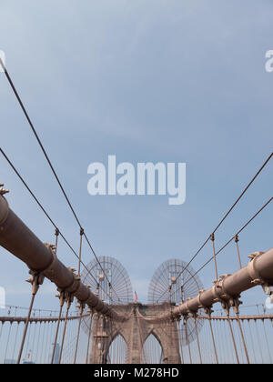 Strukturelle Einzelheiten über die Brooklyn Bridge, New York. Stockfoto