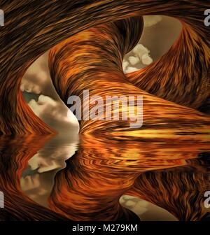 Surreale Malerei. Geschnitzte canyon Cave mit Wasser gefüllt. 3D-Render. Stockfoto