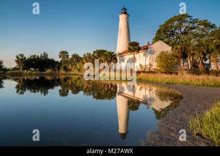 St. Marks Leuchtturm gefunden entlang der Golfküste von Florida in St. Marks National Wildlife Refuge. Stockfoto