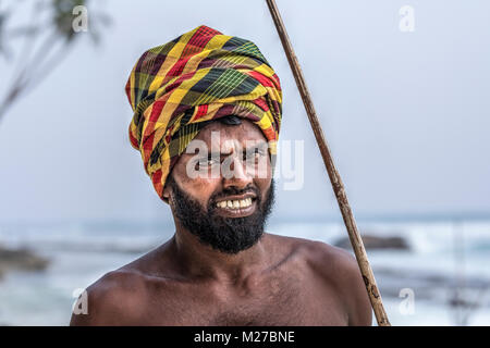 Stelze Fischer, Ahangama, Mirissa, Sri Lanka, Asien Stockfoto