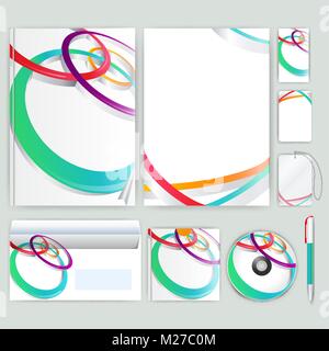 Corporate Identity-Vorlage mit farbigen Elementen. Vektor-Unternehmen-Business-Stil für Brandbook, Bericht und Leitlinie. Stock Vektor