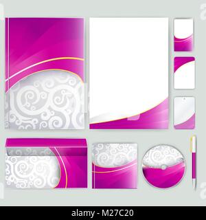 Corporate Identity-Vorlage mit farbigen Elementen. Vektor-Unternehmen-Business-Stil für Brandbook, Bericht und Leitlinie. Stock Vektor