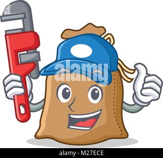 Klempner sack Maskottchen Cartoon Stil Stock Vektor