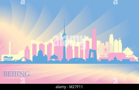 Skyline der Stadt Beijing. Vektor-Silhouette-illustration Stock Vektor