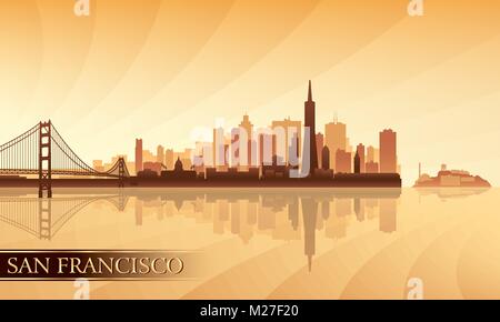 San Francisco Stadt Skyline Silhouette Hintergrund. Vektor-illustration Stock Vektor