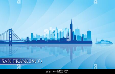 San Francisco Stadt Skyline Silhouette Hintergrund. Vektor-illustration Stock Vektor