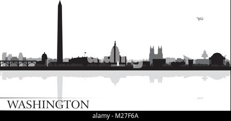 Washington Stadt Skyline Silhouette Hintergrund, Vektor-illustration Stock Vektor