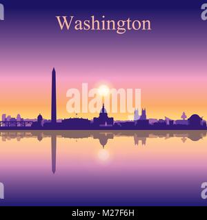 Washington Stadt Skyline Silhouette Hintergrund, Vektor-illustration Stock Vektor