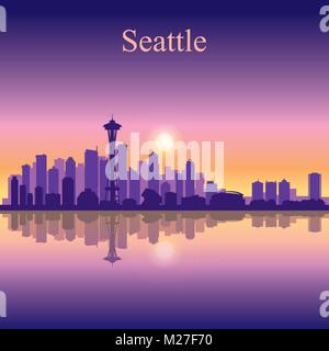Seattle Stadt Skyline Silhouette Hintergrund, Vektor-illustration Stock Vektor
