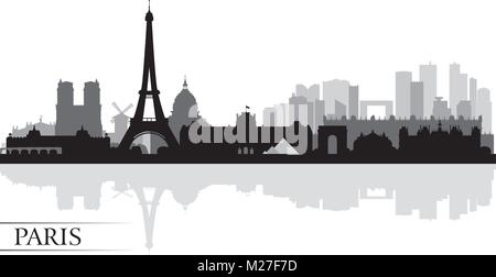 Paris Stadt Skyline Silhouette Hintergrund, Vektor-illustration Stock Vektor