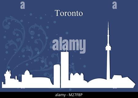 Toronto Skyline Stadtsilhouette auf blauem Hintergrund, Vektor-illustration Stock Vektor