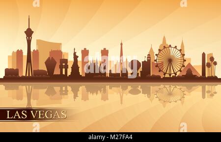 Las Vegas Skyline der Stadt Silhouette Hintergrund, Vector Illustration Stock Vektor