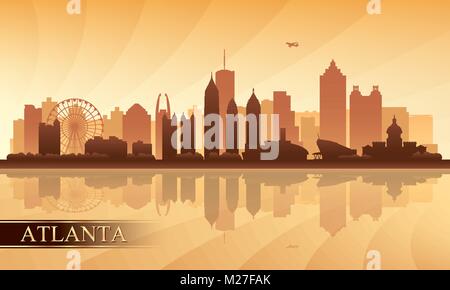 Atlanta City Skyline Silhouette Hintergrund, Vektor-illustration Stock Vektor