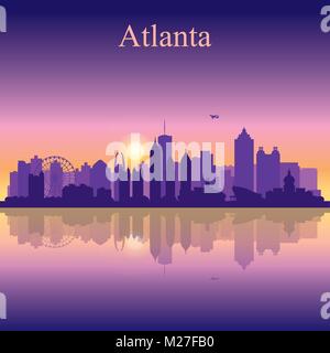 Atlanta Silhouette am Sonnenuntergang Hintergrund, Vector Illustration Stock Vektor