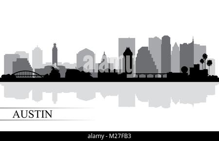 Austin Skyline der Stadt Silhouette Hintergrund, Vector Illustration Stock Vektor