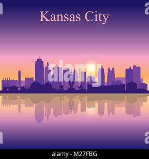 Kansas City Silhouette am Sonnenuntergang Hintergrund, Vector Illustration Stock Vektor