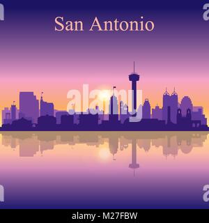 San Antonio-Silhouette auf Sonnenuntergang Hintergrund, Vektor-illustration Stock Vektor