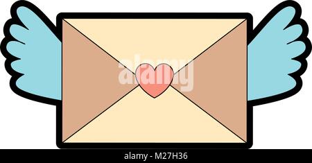 Liebe Umschlag mit Herz und Flügeln Vector Illustration Design Stock Vektor