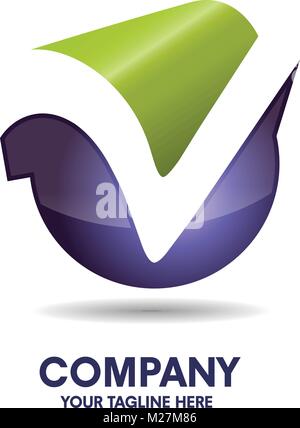 Elegante Konzept der Buchstabe v mit 3d-style logo Vektor Stock Vektor