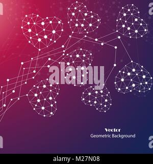 Abstrakte Herzen aus verbundenen Linien und Punkte Stock Vektor