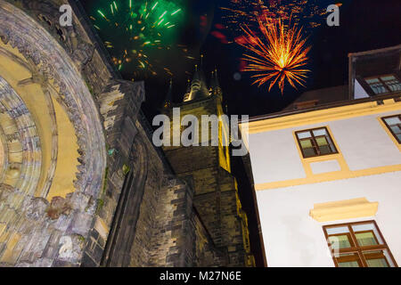 Die Prager neue Jahr Feuerwerk 2018 Stockfoto