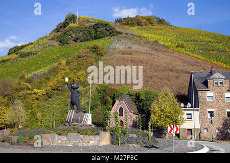 "Zeller Schwarze Katz", Schwarze Katze von Zell, Name, Symbol und Logo für den berühmten Wein von Zell, Mosel, Rheinland-Pfalz, Deutschland, Europa Stockfoto