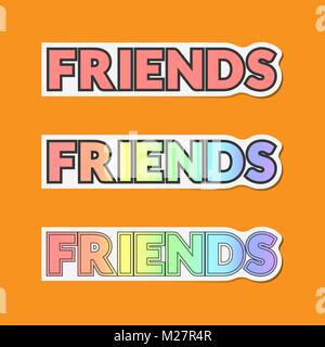 Set aus bunten Freunde text Aufkleber. Kann für die Friendship Day, Plakate, Karten und andere Design Zwecke verwendet werden Stock Vektor