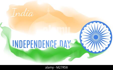 Der indischen Unabhängigkeit Tag gruss Vektor Karte Abbildung Stock Vektor