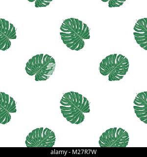 Tropische Blätter auf einem weißen Hintergrund. Vektor nahtlose floralen Muster Abbildung Stock Vektor